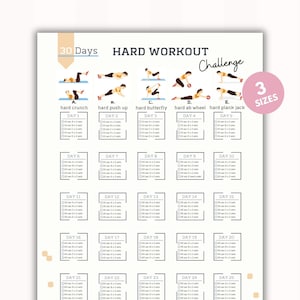 30 Day Hard Workout Challenge | Workout Digital | Reshape Summer Body | 10 min Full Body Exercise Guide | Chair Workout | PDF | A4&USL