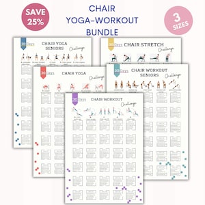 Chair Yoga-Workout Bundle | Chair Exercise Chart | Complete Seated Fitness | Chair Yoga Bundle | Digital Product | Printable | A4-USL-PS
