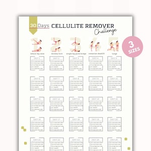 Desafío para eliminar la celulitis de 30 días, Anticelulitis, Entrenamiento en casa, Rastreador de actividad física, Descarga digital, Imprimible, A4 y carta de EE. UU.