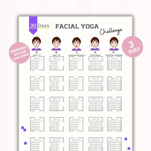 30 Day Facial Yoga Challenge | Anti Aging Exercise | Facial Exercises Guide| Gua Sha Challenge| Digital Product | Printable