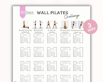 30 Day Wall Pilates Challenge |Wall Pilates | Workout Digital | Quick Pilates |Wall Exercise |Wall Fitness |Reshape body|PDF | A4-USL-Poster