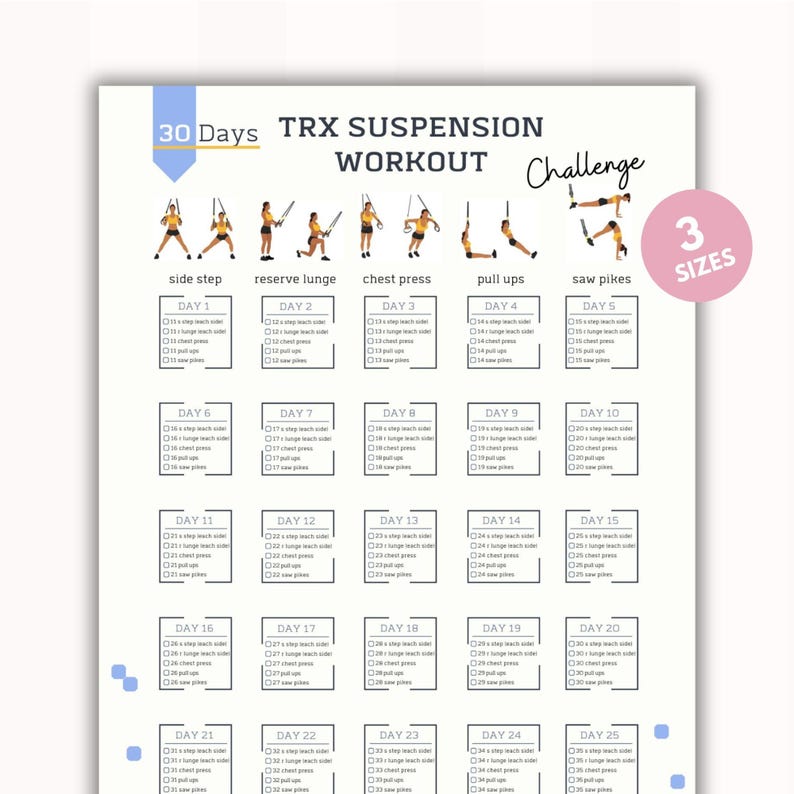 30 Day Trx Suspension Workout Challenge fitness Challenge Workout
