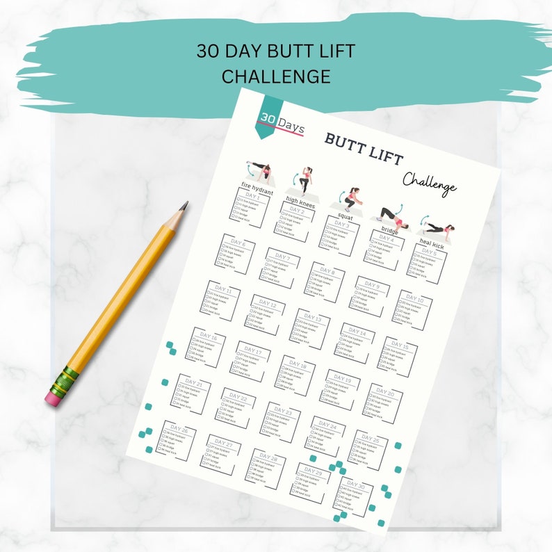 30 Day Butt Lift Challenge Home Workout Fitness Tracker - Etsy