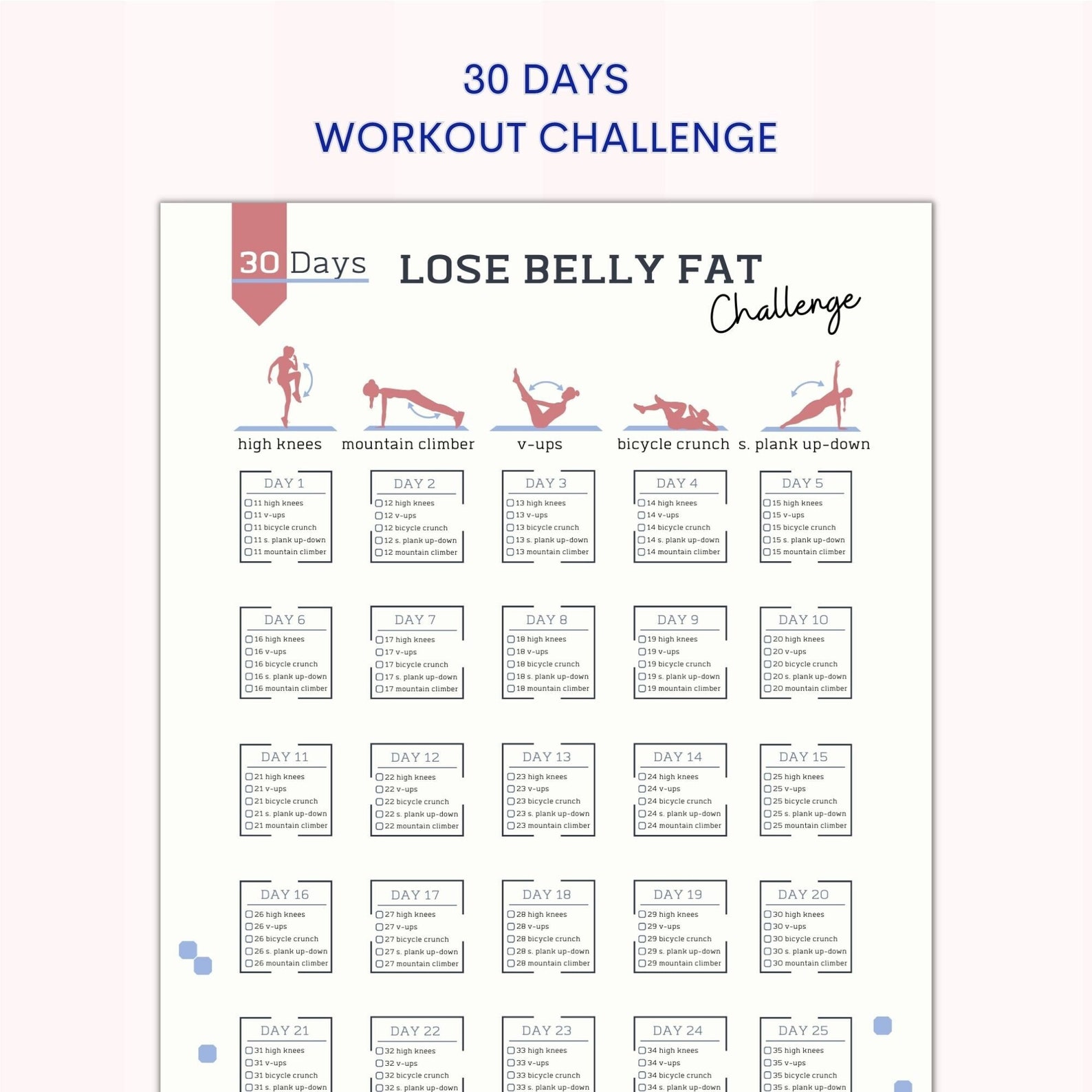 30 Day Challenge Lose Belly Fat 30 Day Lose Belly Fat Challenge House Workout Bodybuilding Tracker