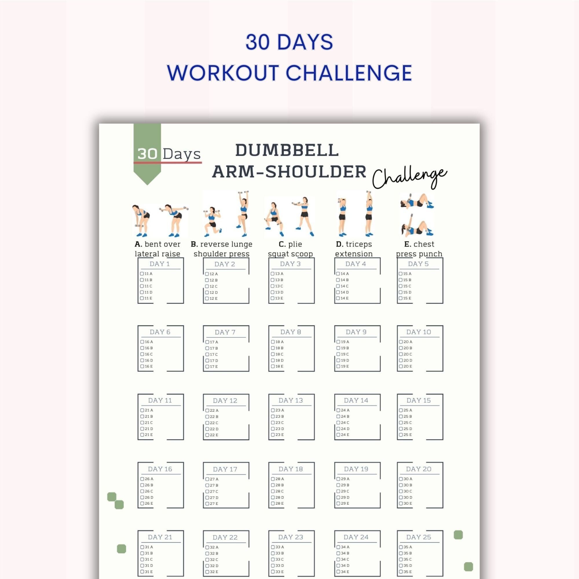 30 Day Dumbbell Arm-shoulder Challenge Home Workout Dumbbell Fitness ...