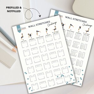 30 Day Wall Stretch Challenge Planner | Digital Workout Plan | Body Building Tracker | Wall Pilates Workout Planner | Instant Download image 4