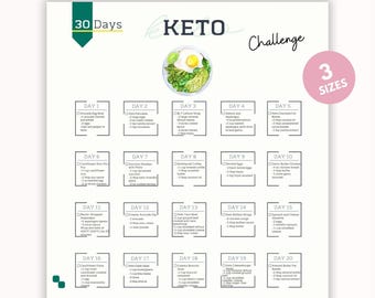 Keto Challenge |Low-Carb Diät Ratgeber| Täglicher Speiseplan| Einfache Keto Rezepte |Wellness Journal |Ernährungstracker|PDF| Digitaler Download|A4-USL-PS