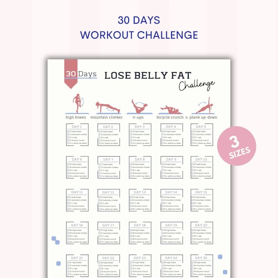 30 Day Lose Belly Fat Challenge House Workout Bikini Body Bodybuilding Tracker Digital Product Printable A4 US Letter Etsy Australia