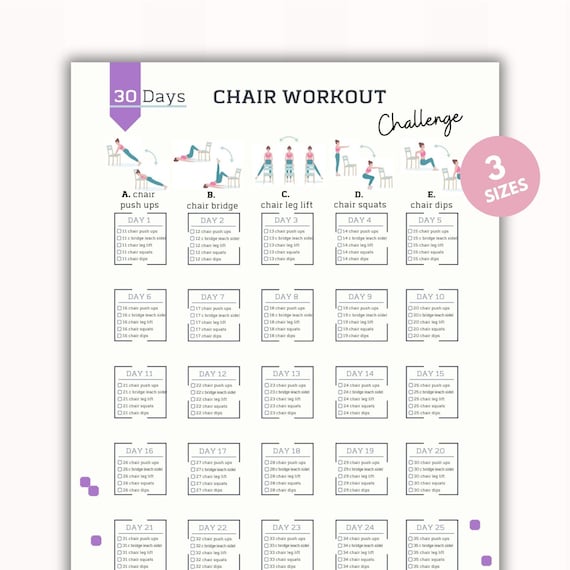 30 Day Chair Exercises Challenge Workout Digital Reshape Summer Body 10 Min Full Body Exercise Guide Chair Workout PDF A4 USL Etsy UK