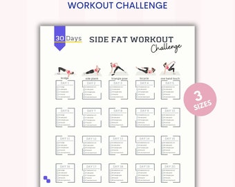 30 dagen vettraining aan de zijkant | Los kantvet | Thuistraining | Fitnessplanner | Smalle taille | Tracker | PDF | A4 en VS-brief