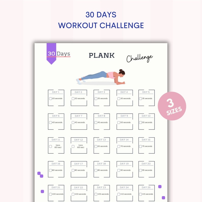 30 Day Plank Challenge Home Workout Digital Fitness Tracker 30 Day Plank Challenge Home Workout Digital Fitness Tracker