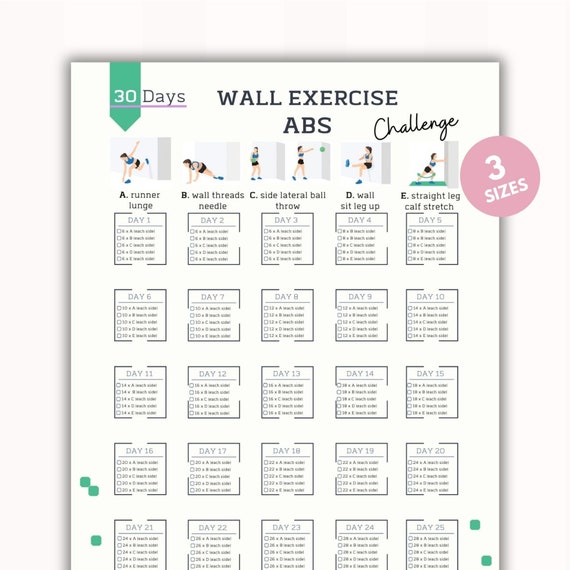 Buy 30 Day Wall Exercise Abs Digital Workout Guide Workout Planner Body Building Tracker Abs Workout Challenge PDF A4 US Letter Online in India Etsy