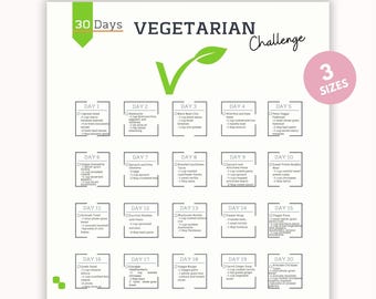 Vegetarian Challenge | Digital Meal Planner | Vegetarian Diet Log | Plant-Based Diet  |Nutrition Tracker| PDF| Digital Download|A4-A5-USL-HL