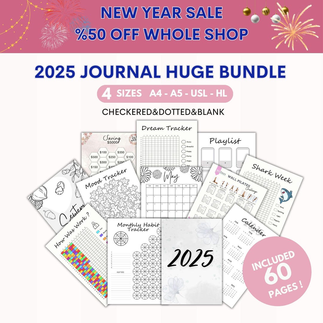 2025 Journal Bundle Printable Planner Pages goal Settıng Productıvıty ...