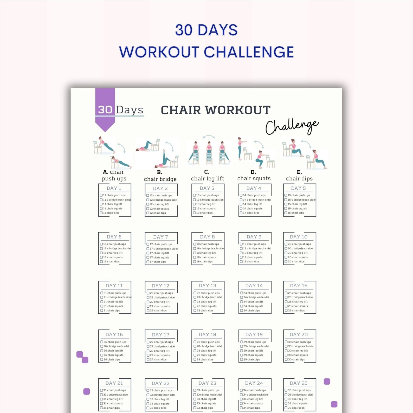 30 Day Chair Exercises Challenge Workout Digital Reshape Summer Body 10