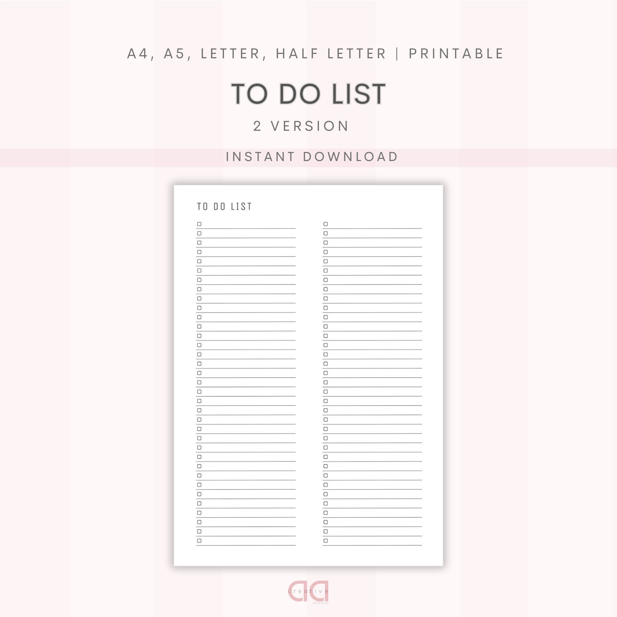 To Do List Simple Tasks List Template Get It Done Minimal Productivity ...