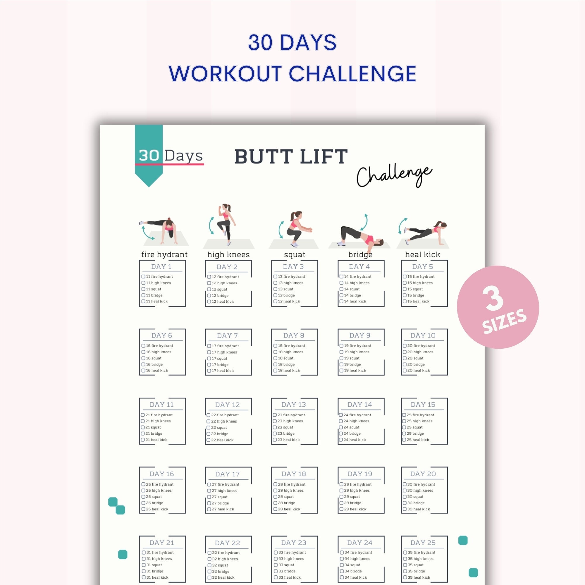 30 Day Butt Lift Challenge | Home Workout | Fitness Tracker | Digital ...