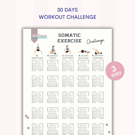 30 Day Somatic Exercise Challenge Somatic Healing Coping Skills Nerve Therapy Digital Product Printable A4 US Letter Etsy