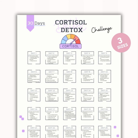 Cortisol Detox Challenge| Detox Recipe| Healthy Eating | Reduce Cortisol | Cortisol Diet |Nutrition Tracker| PDF| Digital Download|A4-USL-PS