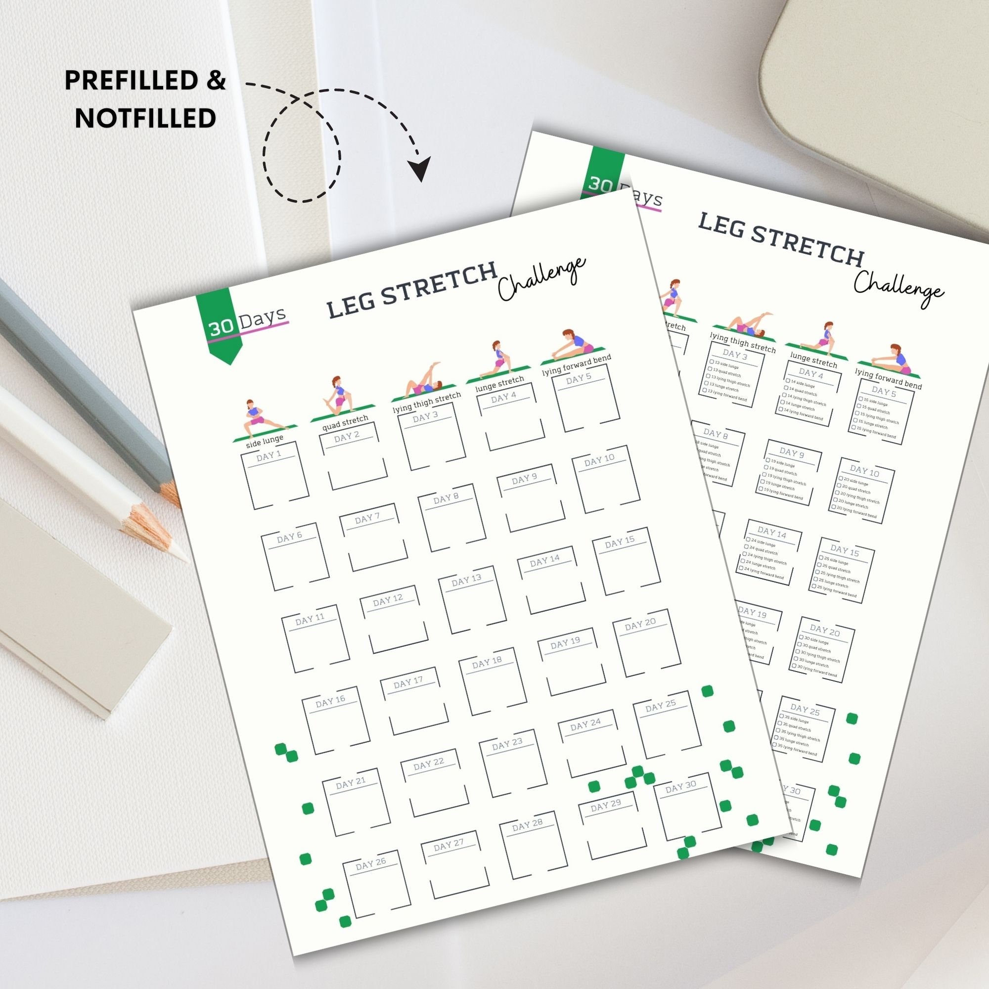 30 Day Leg Stretch Challenge | Printable Workout Tracker (A4 & US ...