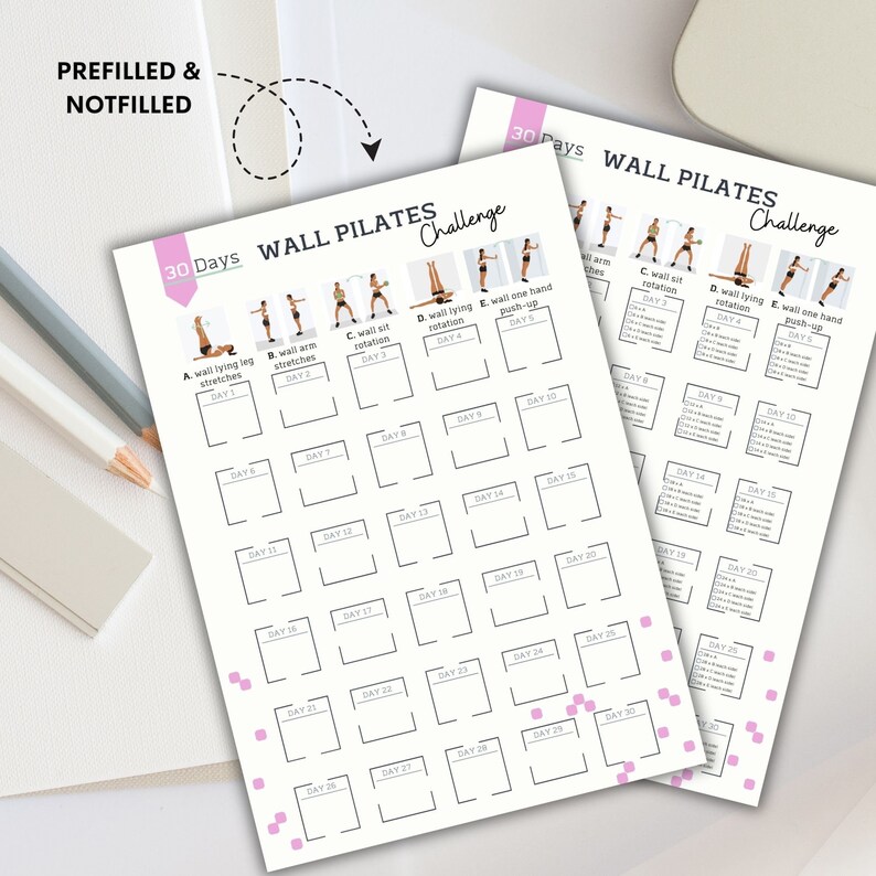 30 Day Wall Pilates Challenge wall Pilates Workout Digital Quick