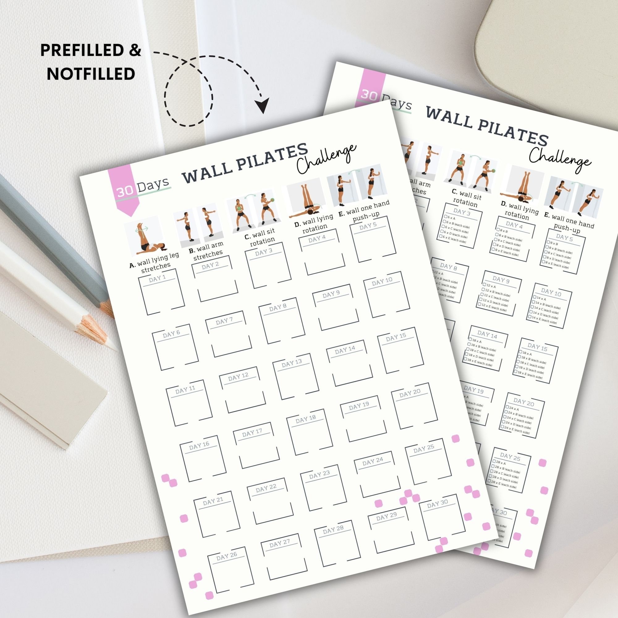 30 Day Wall Pilates Challenge Wall Pilates Workout Digital - Etsy