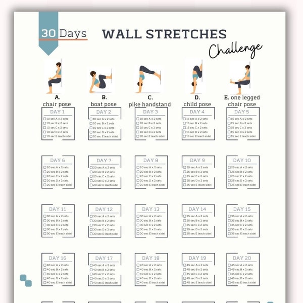 Wall Pilates Workout Chart Poster Etsy