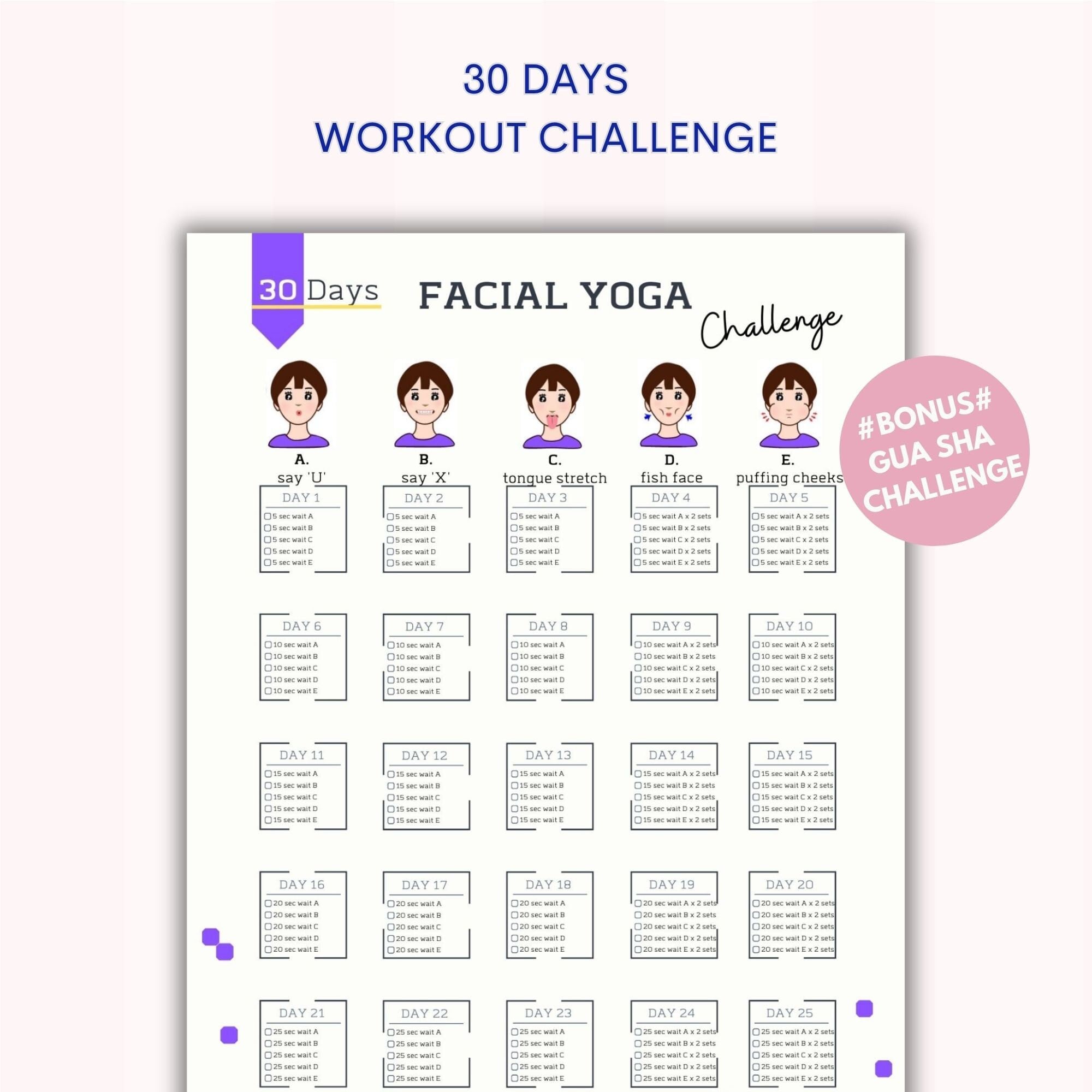 30 Day Facial Yoga Challenge Anti Aging Exercise Facial Exercises