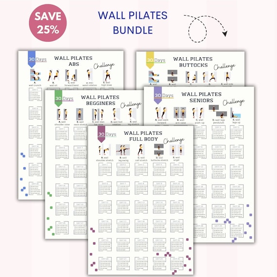 Wall Pilates Bundle wall Pilates Senior, Begginer 30 Day Challenge