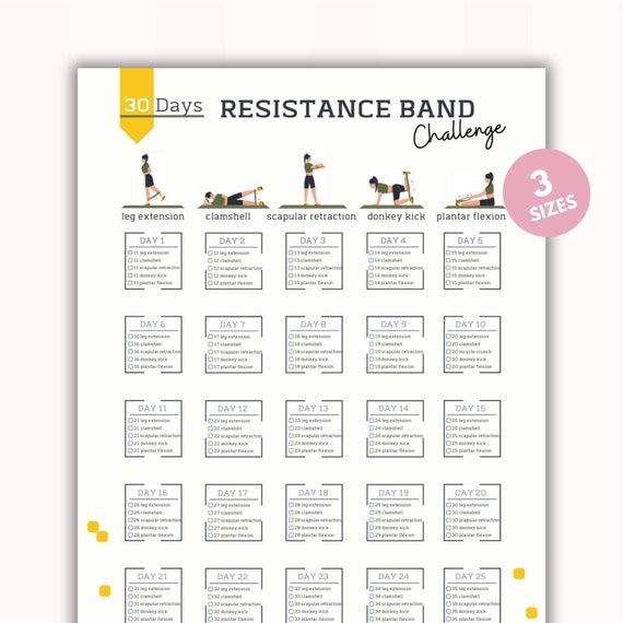 30 Day Resistance Band Challenge House Workout Bodybuilding Tracker Exersice Guide Digital Product Printable A4 US Letter Etsy