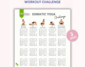 Desafío de yoga somático de 30 días / Terapia somática / Habilidades de afrontamiento de curación somática / Terapia nerviosa / Producto digital / Imprimible / A4 y carta estadounidense