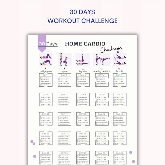 30 Day Home Cardio Challenge No Equipment Cardio Workout Digital