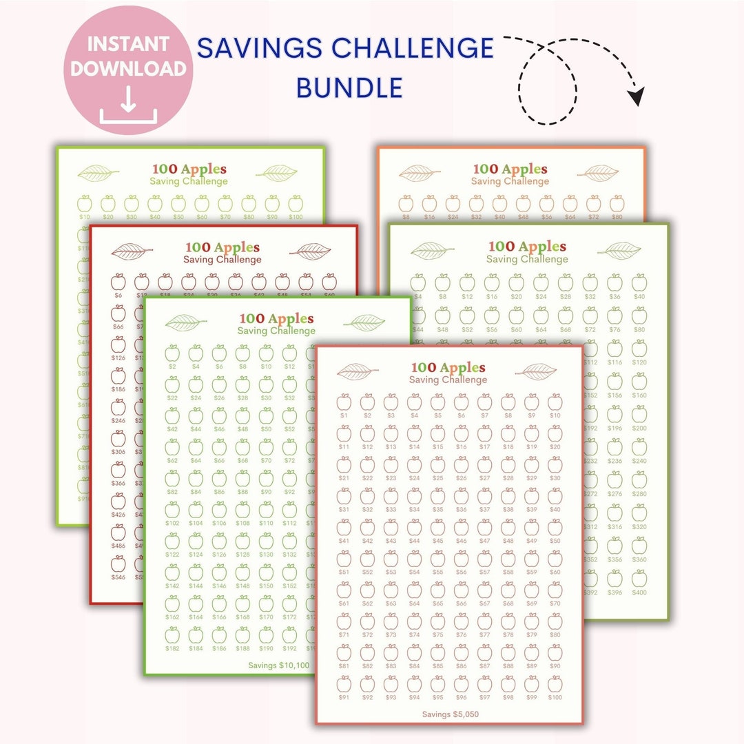 Colored Saving Challenge Bundle | Saving Bundle | 5050 Saving Bundle ...