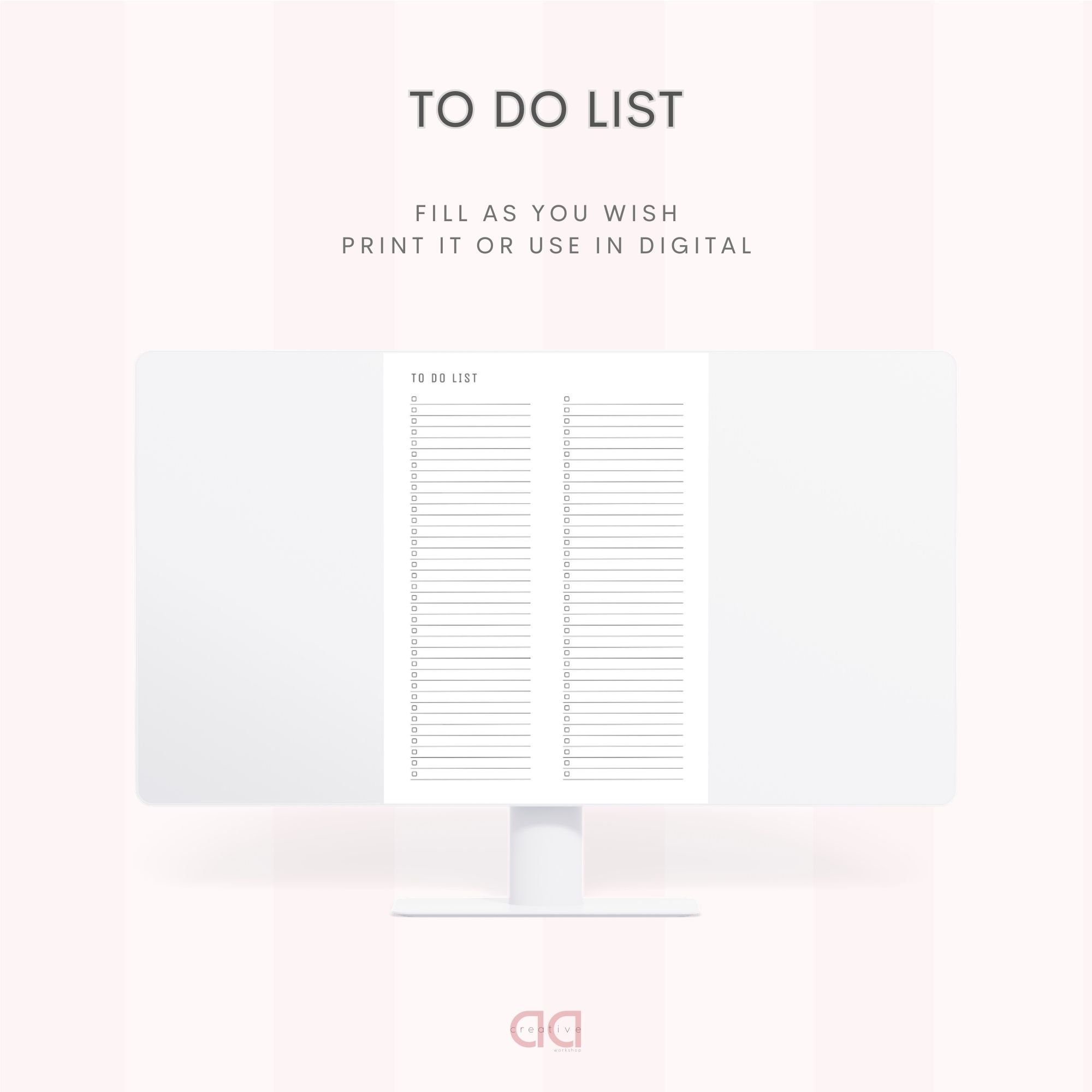 To Do List Simple Tasks List Template Get It Done Minimal Productivity ...