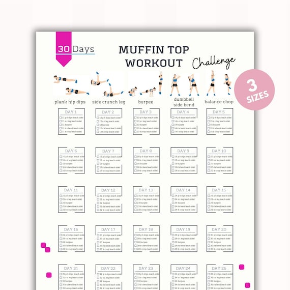30 Day Muffin Top Workout At home Muffin Top Muffin Top love Handles reshape Summer Body Exercise Guide Digital Product 3 Sizes Etsy
