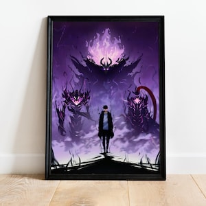 Poster Solo Leveling, Anime Wall Art, Poster Manga, Decorazione per la stanza, Regalo per fan, Decorazione per la casa, Stampa di alta qualità, Regalo artistico, Merchandising anime