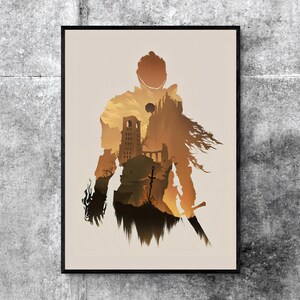 Impresión del juego Dark Souls, arte de fantasía oscura, póster de videojuego, decoración de juegos, arte de pared, regalo para jugadores, regalo para él, regalo geek