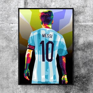 Lámina artística de Lionel Messi, arte de fútbol, póster de fútbol, decoración de pared de Messi, regalo para aficionados al deporte, decoración de sala de juegos, regalo para amantes del fútbol
