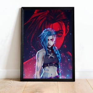 Póster de Jinx, póster de Arcane, impresión de League of Legends, póster de videojuego, decoración de sala de juegos, regalo de jugador, arte de pared de juegos, póster de videojuego