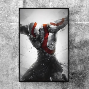 Impresión de God of War, arte de Kratos, decoración de videojuegos, arte de pared para jugadores, regalo geek, póster de God of War, decoración de sala de juegos, regalo de jugador