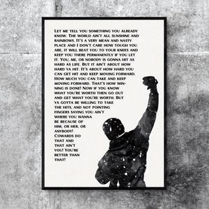 Rocky Cytat Wydruk, Motywująca Sztuka Ścienna, Inspirujący Plakat Filmowy, Dekoracja Siłowni, Prezent Dla Fana Sportu, Klasyczny Plakat Filmowy, Sztuka Jaskini Człowieka