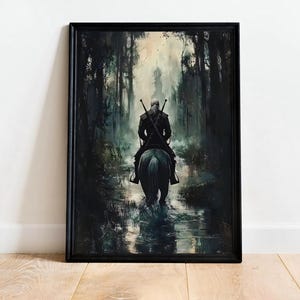 Poster di The Witcher, Geralt di Rivia, Arte da gioco, White Wolf, Decorazione per sala giochi, Regalo per giocatori, Arte murale da gioco, Poster di videogiochi