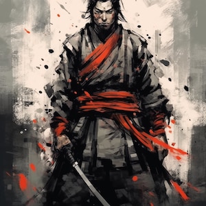 Authentic Samurai Warrior Art: High-Quality Printable Download, 300 DPI JPG & PNG Files - Perfect for Crafting and Decor