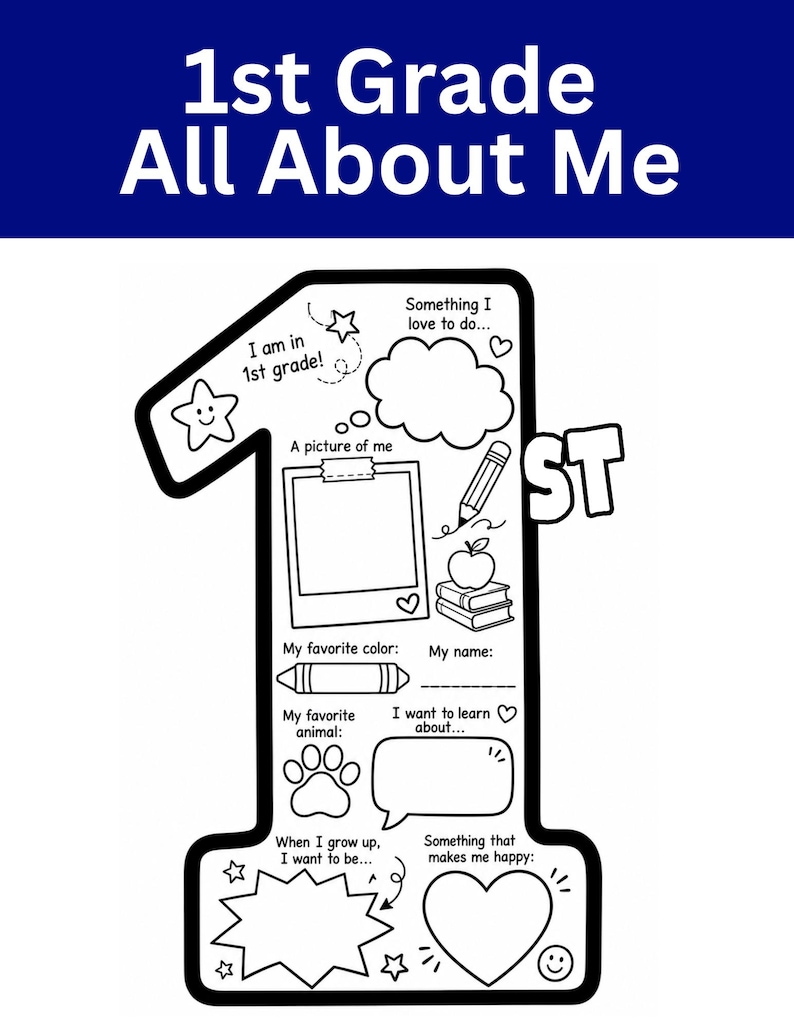 1st Grade - All About Me Worksheet image 1