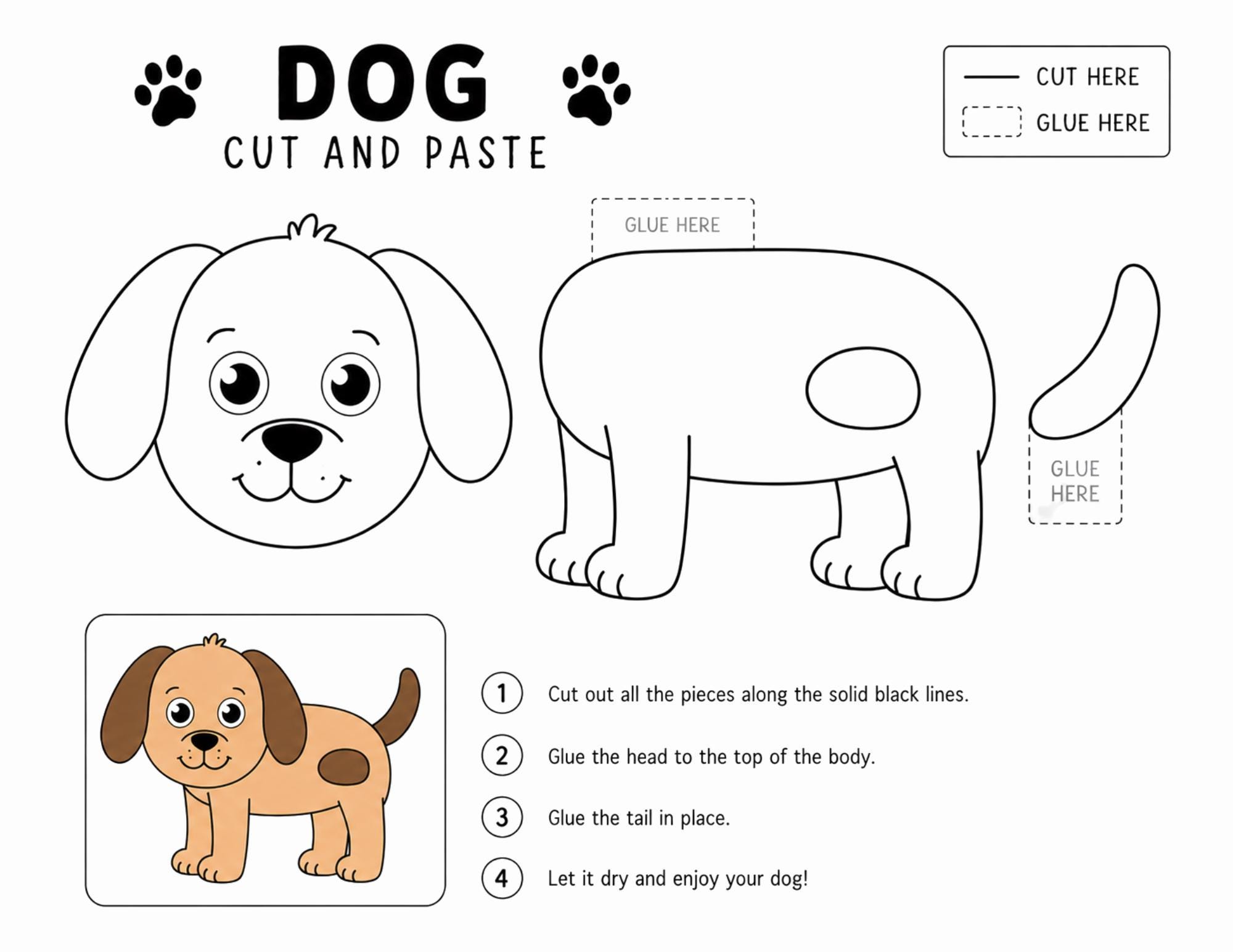 39 Bark-Tastic Dog Crafts: Creative Dog Craft Ideas for Kids 7 Dog Cut and Paste Craft Printable Preschool Pet Activity (PDF Download)