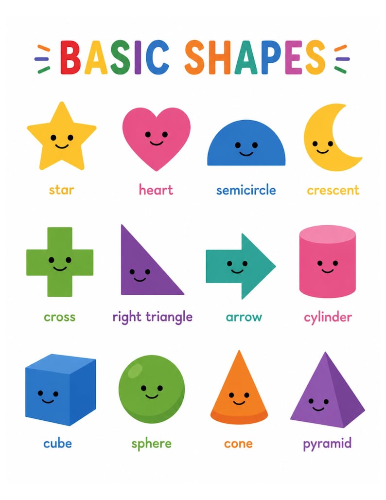 Basic Shapes Posters for Kids | Shape Learning Wall Art - Etsy Australia
