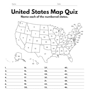 USA Quiz Arbeitsblatt, 2 Seiten