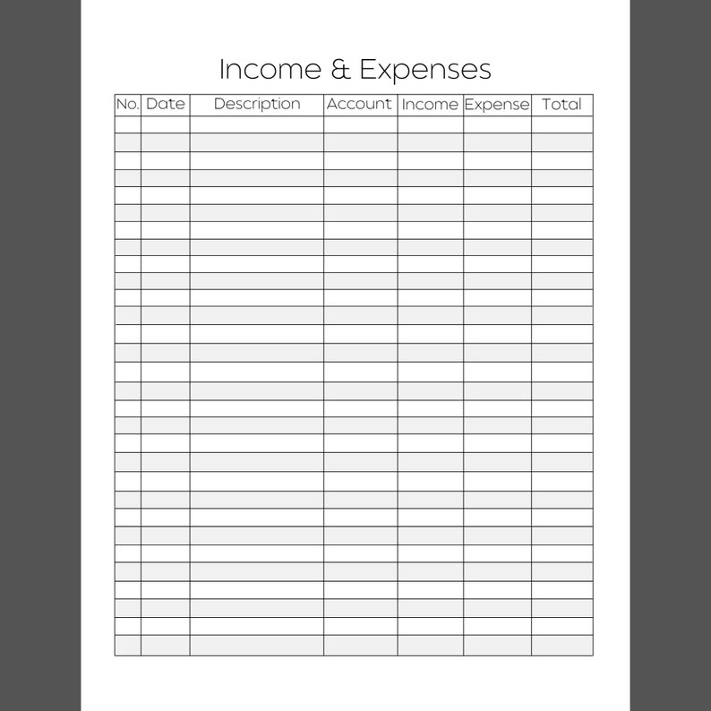 & Expense Ledger Book Interior Etsy