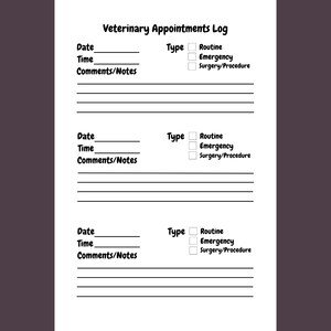 Pet Vaccination Logbook Interior