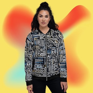 Unisex Bomber Jacket Graphic (AOP) Gift For Friend Stylish Bomber Jacket Trendy lightweight gift idea for Student Relax Fit Bomber Jacket